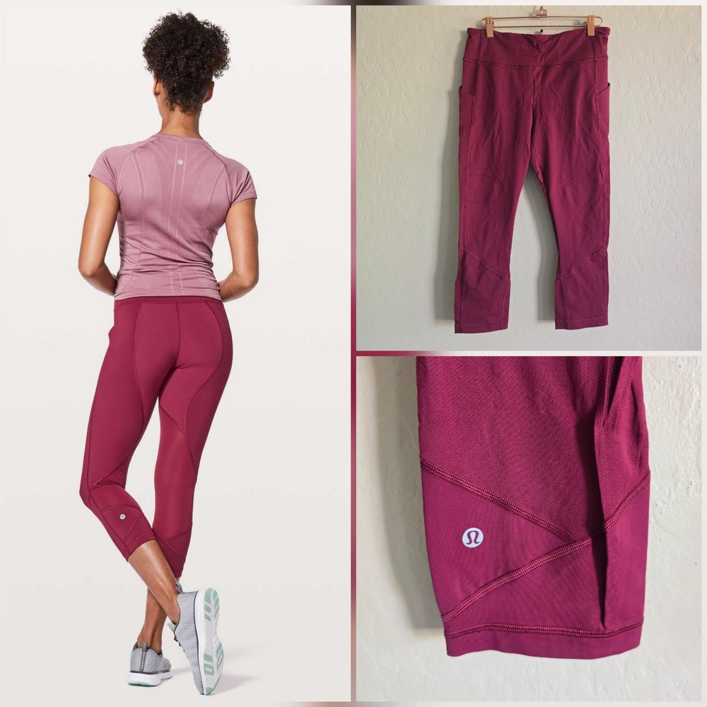 Lululemon Pace Rival Crop Legging Size 8 Ruby Wine 22" inseam